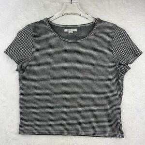 American Eagle Short Sleeve S Cropped‎ Top Black White Checked